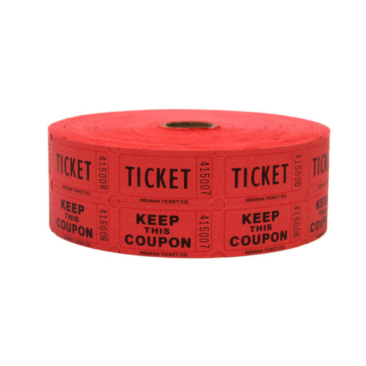 Muncie Novelty Red Double Raffle Ticket Roll