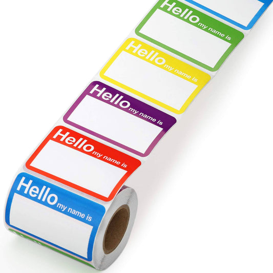 Methdic 5 Colors Name Tags Stickers 400 Labels for Office, Meeting, School, Teachers and Mailing